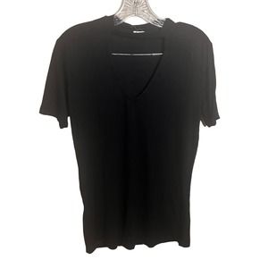 V cut out black tee shirt by Garage